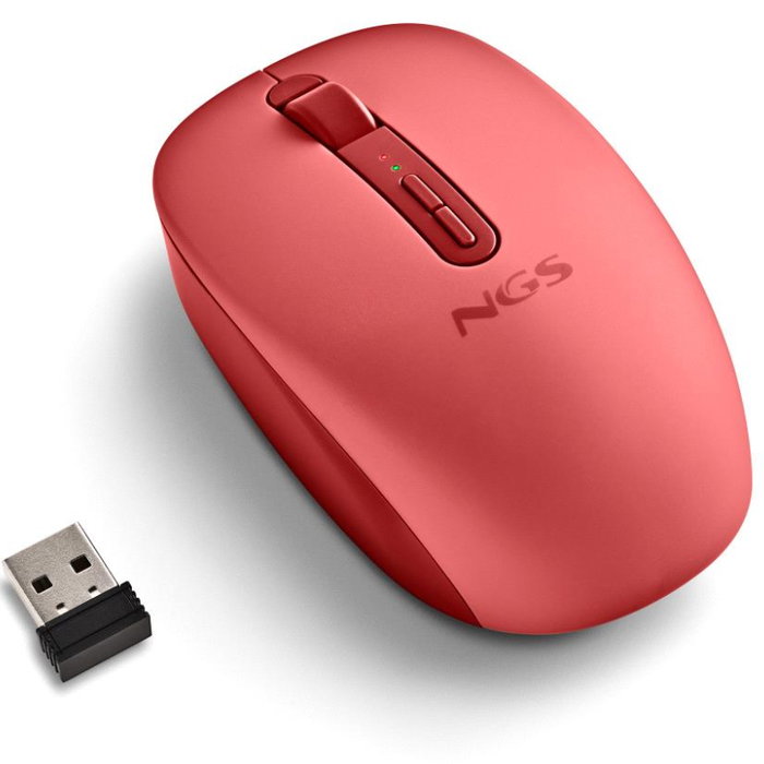 NGS Fog Dual Ratón Ergonómico Inalámbrico Rojo